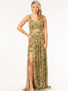 Dress The Population Maxi Dress NWT Green Print Size Xsmall